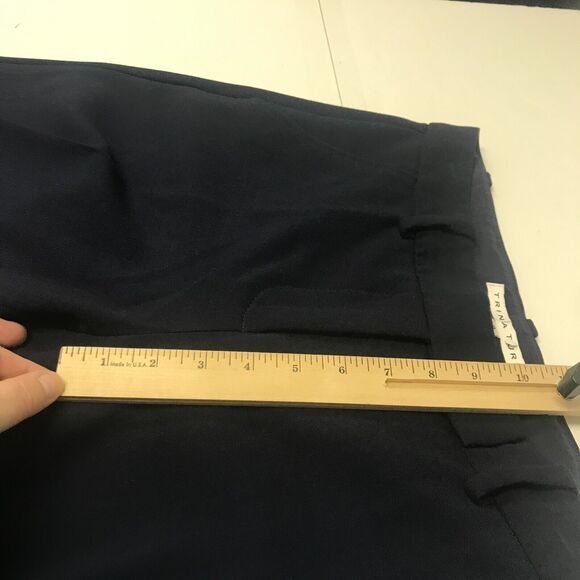 Trina Turk Pants Womens 4 Navy Blue Flat Front Mid Rise Pockets Trouser - Picture 8 of 9